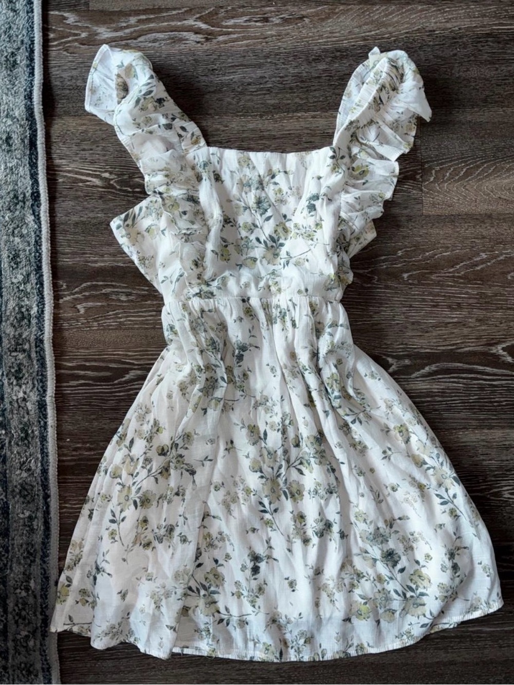 Wallflower White Mini Dress with Green Floral Print